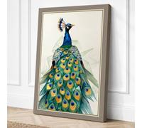 Elegant Peacock Art Deco Canvas Wall Art Print 36x24 Inch (91 x 61 cm)