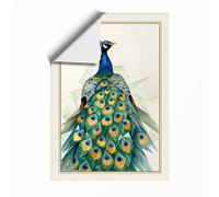 Elegant Peacock Art Deco Unframed Wall Art Print A3 (42×29.7cm), Wall Decor for Living Room, Bedroom, Office & Home, Art Gift