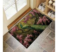 Elegant Peacock Door Mats Indoor Doormat Washable For Pets Door Matts Non-Slip Entrance Mat Super Absorbent Front Doormat, Flower Animals For Kitchen Bathroom Mixed Colors, 40 X 60 Cm