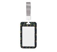 Elegant Peacock Feathers (A) Print Badge Holder with Lanyard, Hard Plastic Vertical Name ID Card Badge Holders