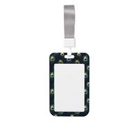 Elegant Peacock Feathers Print Badge Holder with Lanyard, Hard Plastic Vertical Name ID Card Badge Holders
