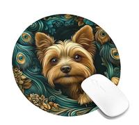 Elegant Peacock Floral Gaming Mouse Pad, Teal Gold Vintage Style Non-Slip Washable Mousepad for Home Office Round 8x8 inch