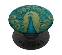 Elegant Peacock Glam Art Deco Teal Bird Decorative Design PopSockets Adhesive PopGrip
