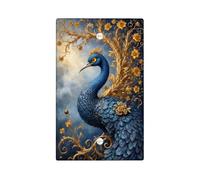 Elegant Peacock Light Switch Cover Plate/Outlet Covers, Blue and Gold Floral Design for Home Decor, Thermoplastic Wall Plates, Standard Size Blank Cover Plate