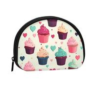 Elegant Peacock Mini Coin Purse Pouch Change Holder, Shell Shape Zip Around Wallet,Credit Card Holder for Women, Cupcake Candy Hearts Sweet, One Size, Classic
