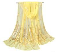 Elegant Peacock Print Scarf With Gold Foil Accents For Women Lightweight Polyester Shawl Wrap Simple Bronzing Feather Design All Match Style Four Season Use Black Color 170x60cm(Bright Yellow)