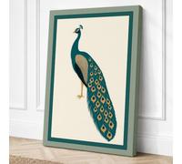Elegant Peacock Profile Canvas Wall Art Print 24x16 Inch (61 x 41 cm)