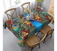 Elegant Peacock Rectangle Tablecloths Heavy Duty Table Cloth Waterproof Spill-Proof Decorative Fabric Table Cover Wrinkle Free Dining Tablecloth for Kitchen Party 55" X 35"