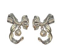Elegant Pearl Bra Briar Ring Accessories Bowknot Ear Studs Décor for Women Daily Wear Ear Jewelry