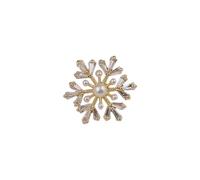 Elegant Pearl Crystal Snowflake Small Brooch Pin for Women Fashion Delicate Winter Flower Lapel Pins CZ Bouquet Boutonniere Corsage Shawl Clip Christmas Holiday Wedding Bridal Party Jewelry Scarves