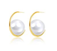 Elegant Pearl Drop Earrings For Women Baroque Pearls Dangle Statement Earrings Exaggerated Large Circle Pearl Earring Jewelry Cute Birthday Gifts, Large, Metal, No Gemstone