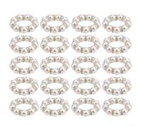 Elegant Pearl Napkin Rings with Rhinestone Detailing, Round Elastic Wedding Napkin Holders for Party Buffet or Holiday Table Setting, 4 cm ABS White Design
