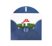 Elegant Pearlized Blue YYHWHJDE Small mushroom on moss Pattern Greeting Card 6x4 in for Christmas, Birthdays, Weddings, and More