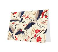 Elegant Pearlized Dark Green YYHWHJDE flying birds crane heron Pattern Greeting Card 6x4 in for Christmas, Birthdays, Weddings, and More