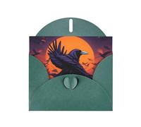 Elegant Pearlized Dark Green YYHWHJDE Ravens Pattern Greeting Card 6x4 in for Christmas, Birthdays, Weddings, and More