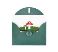Elegant Pearlized Dark Green YYHWHJDE Small mushroom on moss Pattern Greeting Card 6x4 in for Christmas, Birthdays, Weddings, and More
