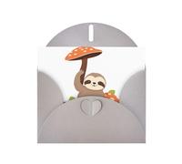 Elegant Pearlized Gray YYHWHJDE Sloth under the mushroom tree Pattern Greeting Card 6x4 in for Christmas, Birthdays, Weddings, and More