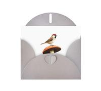 Elegant Pearlized Gray YYHWHJDE Sparrow perched on a mushroom Pattern Greeting Card 6x4 in for Christmas, Birthdays, Weddings, and More
