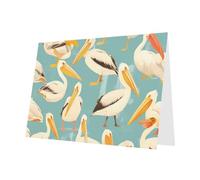 Elegant Pearlized Pink YYHWHJDE pelicans art print Pattern Greeting Card 6x4 in for Christmas, Birthdays, Weddings, and More