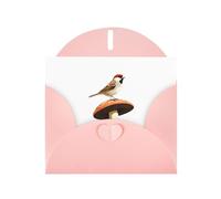 Elegant Pearlized Pink YYHWHJDE Sparrow perched on a mushroom Pattern Greeting Card 6x4 in for Christmas, Birthdays, Weddings, and More