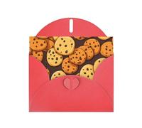Elegant Pearlized Red YYHWHJDE cookies food chocolate chip biscuits Pattern Greeting Card 6x4 in for Christmas, Birthdays, Weddings, and More