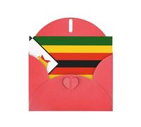 Elegant Pearlized Red YYHWHJDE Flag of Zimbabwe Pattern Greeting Card 6x4 in for Christmas, Birthdays, Weddings, and More