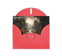 Elegant Pearlized Red YYHWHJDE mountains and rivers Pattern Greeting Card 6x4 in for Christmas, Birthdays, Weddings, and More