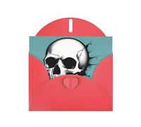 Elegant Pearlized Red YYHWHJDE Skull Head Pattern Greeting Card 6x4 in for Christmas, Birthdays, Weddings, and More