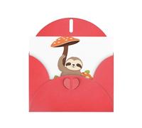 Elegant Pearlized Red YYHWHJDE Sloth under the mushroom tree Pattern Greeting Card 6x4 in for Christmas, Birthdays, Weddings, and More