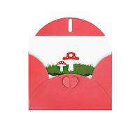Elegant Pearlized Red YYHWHJDE Small mushroom on moss Pattern Greeting Card 6x4 in for Christmas, Birthdays, Weddings, and More