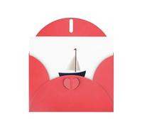 Elegant Pearlized Red YYHWHJDE Small white sailboat Pattern Greeting Card 6x4 in for Christmas, Birthdays, Weddings, and More