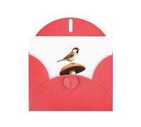 Elegant Pearlized Red YYHWHJDE Sparrow perched on a mushroom Pattern Greeting Card 6x4 in for Christmas, Birthdays, Weddings, and More