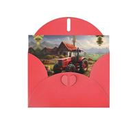 Elegant Pearlized Red YYHWHJDE Tractor farm Pattern Greeting Card 6x4 in for Christmas, Birthdays, Weddings, and More