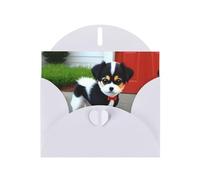 Elegant Pearlized White YYHWHJDE Black and white puppy Pattern Greeting Card 6x4 in for Christmas, Birthdays, Weddings, and More