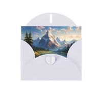 Elegant Pearlized White YYHWHJDE Mountain and lake Pattern Greeting Card 6x4 in for Christmas, Birthdays, Weddings, and More