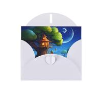 Elegant Pearlized White YYHWHJDE Mysterious Tree House Pattern Greeting Card 6x4 in for Christmas, Birthdays, Weddings, and More