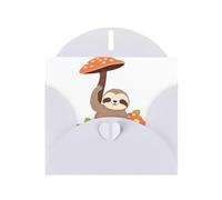 Elegant Pearlized White YYHWHJDE Sloth under the mushroom tree Pattern Greeting Card 6x4 in for Christmas, Birthdays, Weddings, and More