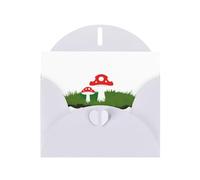 Elegant Pearlized White YYHWHJDE Small mushroom on moss Pattern Greeting Card 6x4 in for Christmas, Birthdays, Weddings, and More