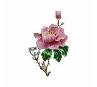 Elegant Peony Corsage Pin Sparkling Corsage Scarf Clip, Vintage Painted Design Lotus Leaf Brooch Gifts(Pink)