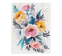 Artery8 Elegant Peony Flower Bouquet Floral Watercolour Living Room Extra Large XL Wall Art Poster Print