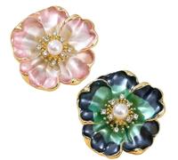 Elegant Peony Flower Brooch, Flower Pearl Brooch with Rhinestone Detail, Coat Pin Accessories for Party Dance Wedding Banquet(Green pink)