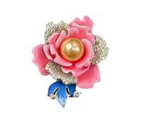 Elegant Peony Flower Brooch with Sparkling Rhinestone Styles Chinese Styles Enamelled Cloisonné Lapel Pin Jewellery Gift for Women Vintage Cloisonne Enamel Pin, one size, As described