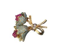 Elegant Peony Flower Brooch with Sparkling Rhinestones Chinese Styles Enameled Lapel Pin Jewelry Women Elegant Floral Alloy Brooch