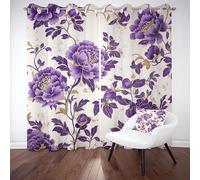 Elegant Peony Flowers Blackout Curtains for Living Room Countryside Roses Curtain for Bedroom Thermal Vintage Watercolor Art Black Out Curtains for Kids Teens Room, Set of 2 Panels W 55" x L 102"