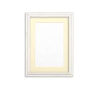 Elegant Picture frame photo frame poster frame with Mount- With a Clear Styrene Shatterproof Perspex Sheet - Washed Cream Frame with Ivory Mount- 7" x 5" for 5 x3.5 pictures