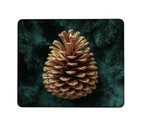 Elegant Pinecones Desk Mouse Pad, Gold Glitter Pine Cone Design, Non-Slip Washable Mousepad for Holiday Home and Office Use Square 8x10 Inch