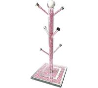 Elegant Pink Crushed Diamond Kitchen Mug Holder - Luxury Cup Stand Tree Organizer with Sparkling Crushed Crystal Accents Stylish Countertop Accessory for Home Décor