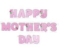 Elegant Pink Happy Mother's Day Banner - 180 cm - Perfect for Memorable Mom's Day Celebration (1 Pc.)