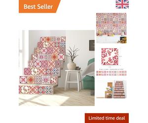 Elegant Pink Moroccan Tile Stickers 15x15cm for Easy Kitchen & Bathroom Makeover