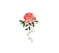 Elegant Pink Peony Brooch For Women Zircon Flower Leaf Imitation Pearl Corsage Sweet Lady Coat Sweater Clothing Jewelry